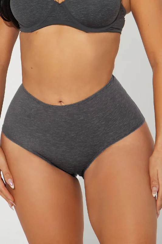 Nova Cotton Boyshort Panty - Charcoal