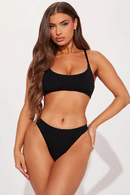 Nova Cotton High Leg Bikini Panty - Black