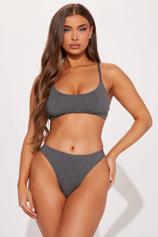 Nova Cotton High Leg Bikini Panty - Charcoal