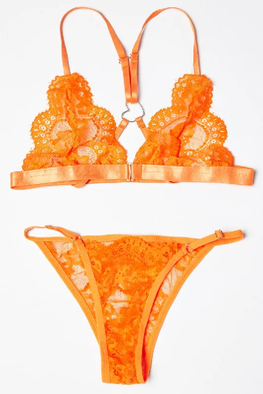 Orange Lace Lingerie Set