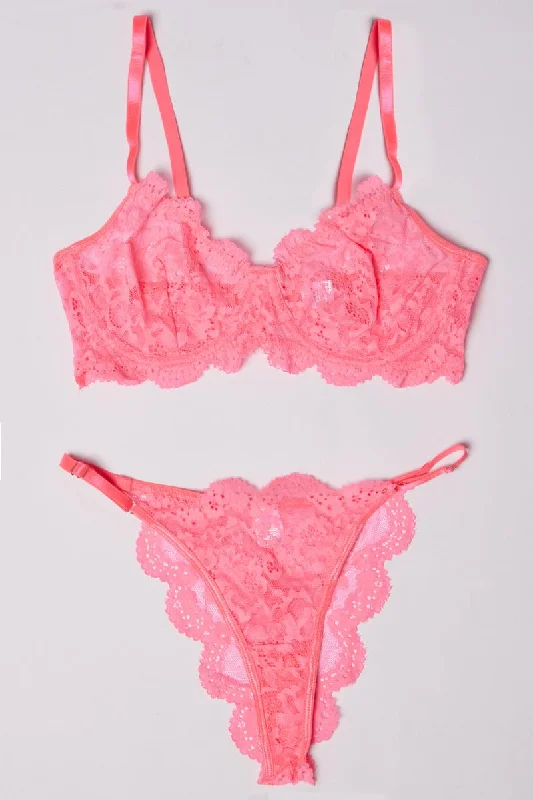 Pink Lace Lingerie Set