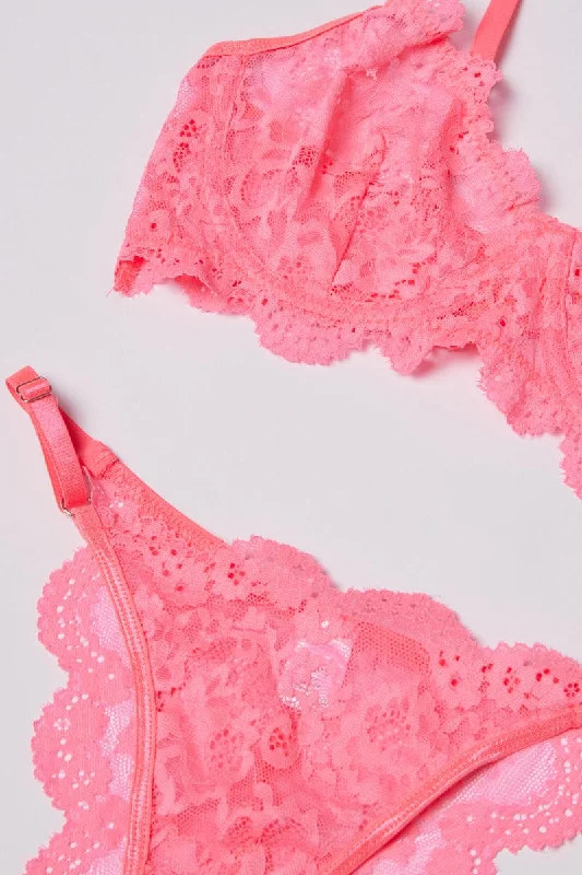 Pink Lace Lingerie Set