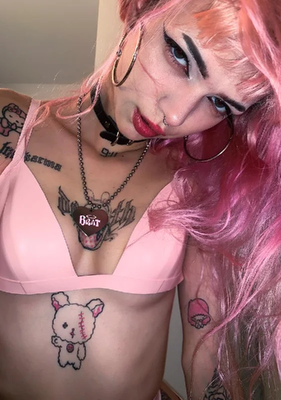 Pink Latex Triangle Bra