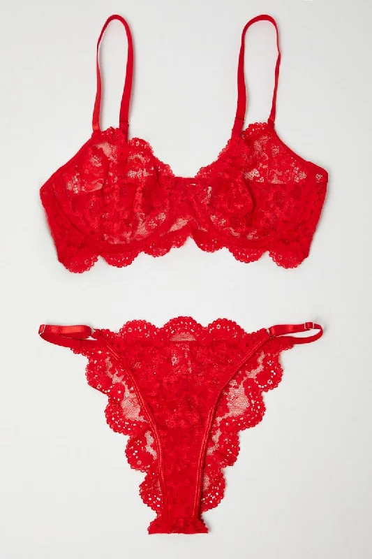 Red Lace Lingerie Set