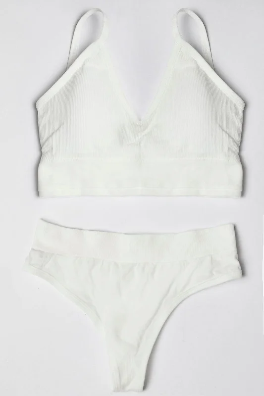 White Seamless Lingerie Set