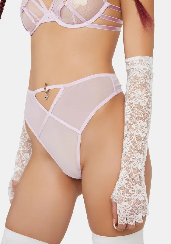 x Hustler Naya Lilac Mesh Cut Out High Waist Thong