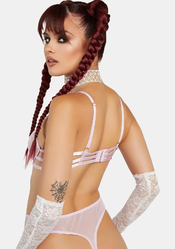 x Hustler Naya Lilac Mesh Cut Out High Waist Thong