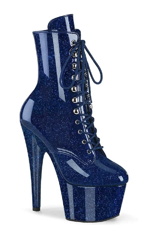 ADORE-1020GP Blue Glitter Patent Ankle Boot