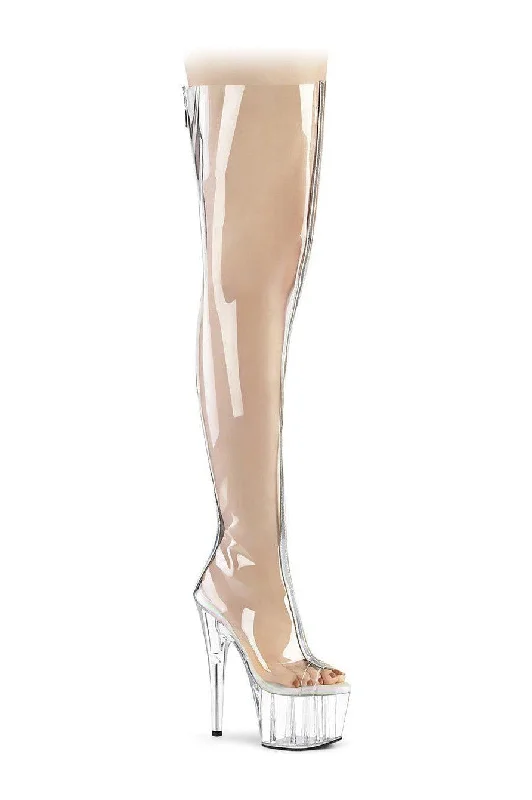 ADORE-3021 Thigh Boot | Clear Vinyl