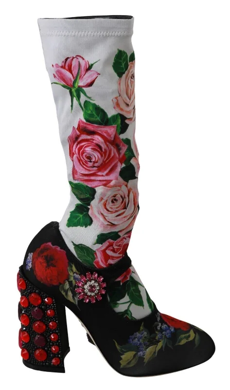 Dolce & Gabbana Floral Embellished Socks Women's Boots