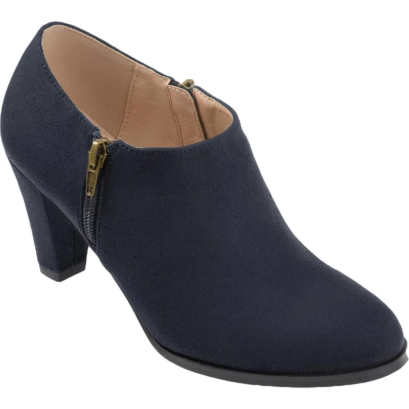 Sanzi Womens Faux Suede Block Heel Booties