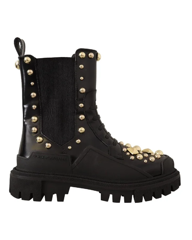 Dolce & Gabbana Studded Leather Combat Boots