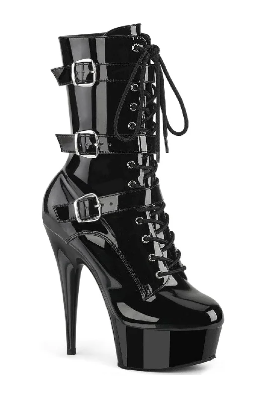 DELIGHT-1043 Black Patent Ankle Boot