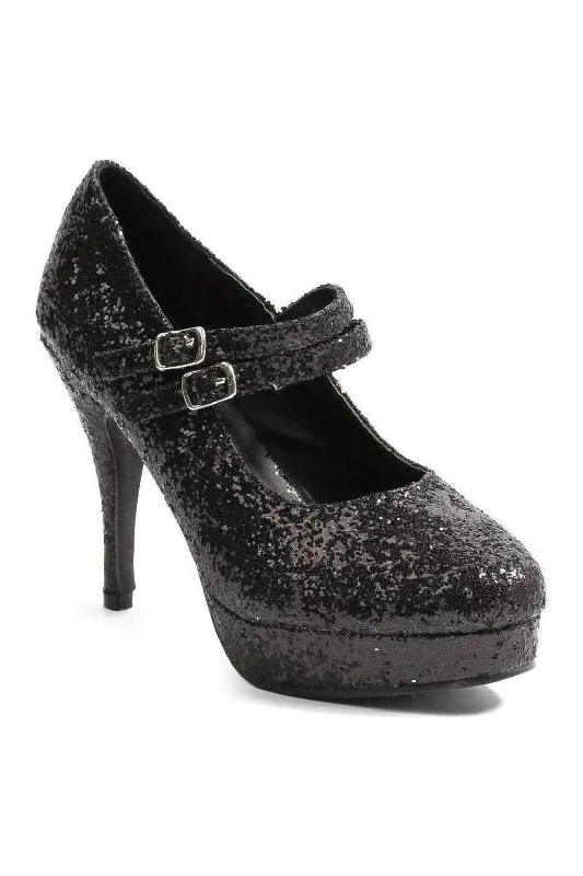 421-JANE-G Mary Jane  | Black Glitter