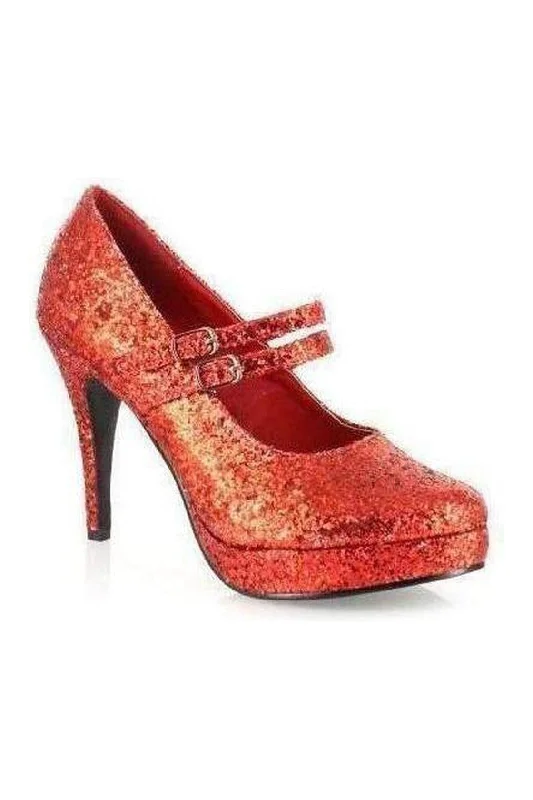 421-JANE-G Mary Jane  | Red Glitter