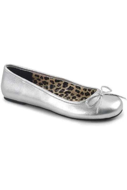 ANNA-01 Flat | Silver Faux Leather