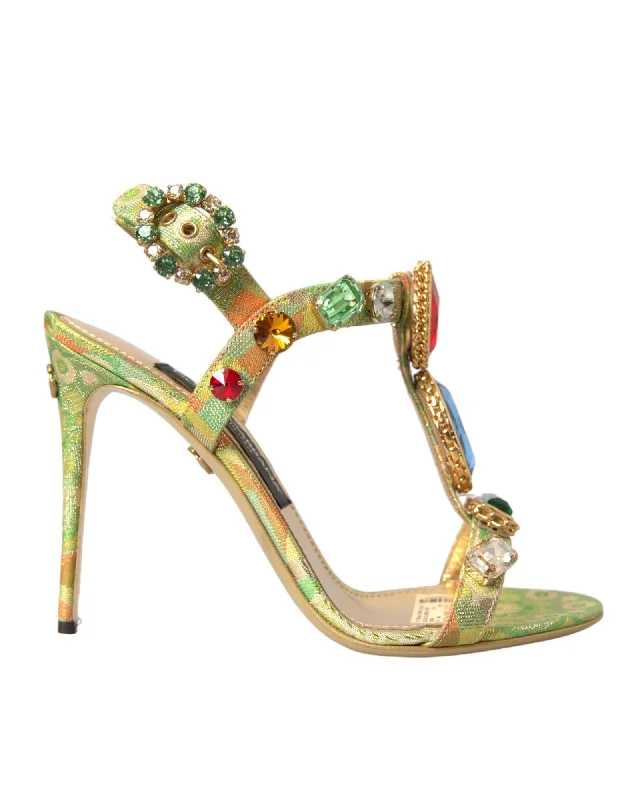 Dolce & Gabbana Crystal Embellished Jacquard Sandals