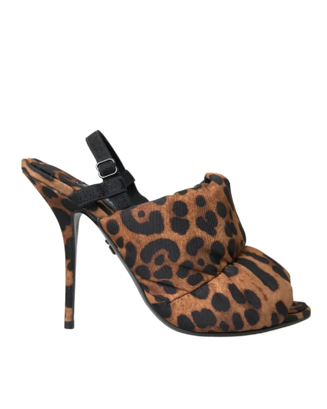 Dolce & Gabbana Leopard Slingback Heels Sandals Shoes