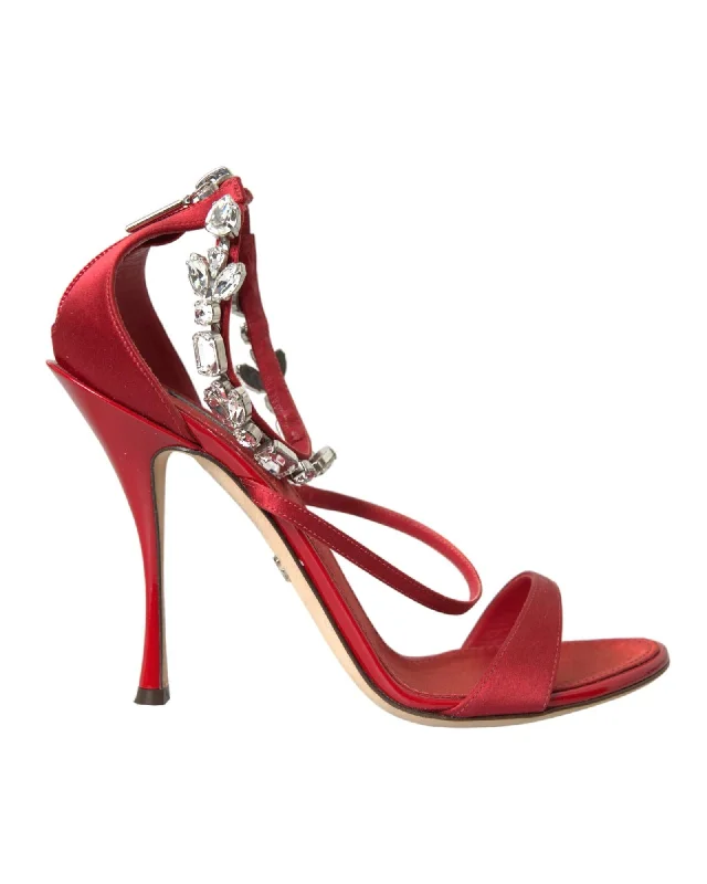 Dolce & Gabbana Satin Crystal Ankle Strap Sandals