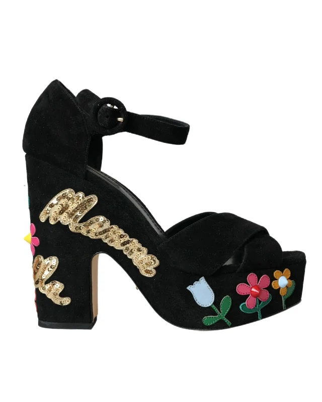 Dolce & Gabbana Floral Ankle Strap Heel Sandals