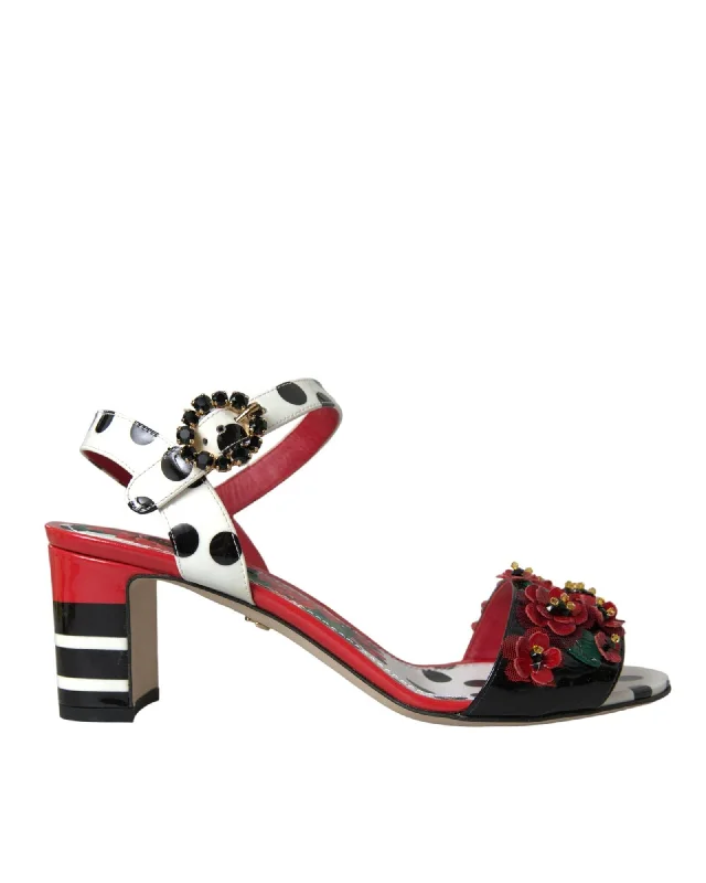 Dolce & Gabbana Floral Crystal Leather Sandals