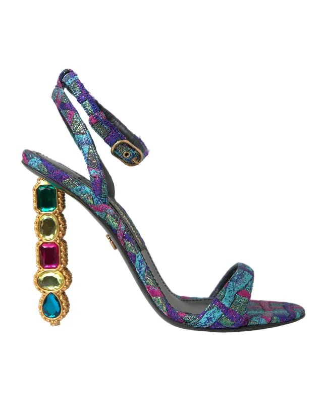 Dolce & Gabbana Crystal Embellished Jacquard Sandals