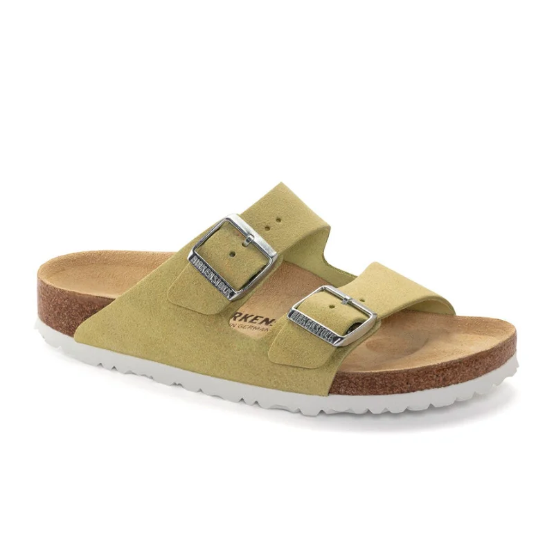 Birkenstock Arizona Slide Sandal (Women) - Shimmering Popcorn Suede