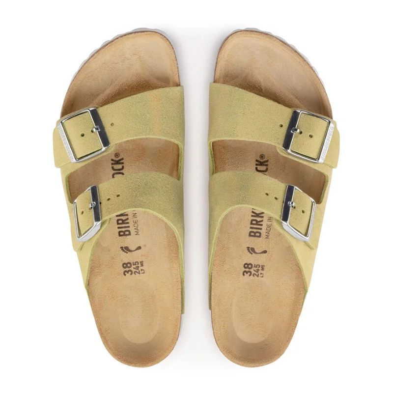 Birkenstock Arizona Slide Sandal (Women) - Shimmering Popcorn Suede