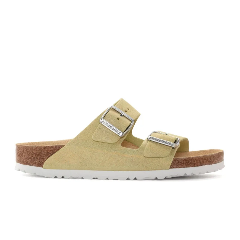 Birkenstock Arizona Slide Sandal (Women) - Shimmering Popcorn Suede