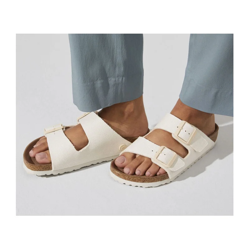 Birkenstock Arizona Vegan Narrow Slide Sandal (Women) - Eggshell Canvas