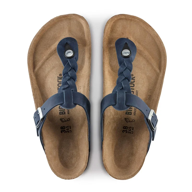 Birkenstock Gizeh Braid Sandal (Women) - Navy Oiled Leather