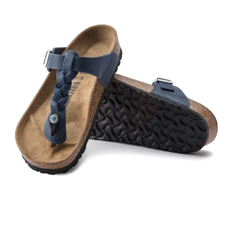 Birkenstock Gizeh Braid Sandal (Women) - Navy Oiled Leather