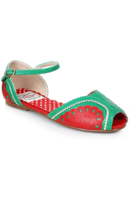 Bettie Page Fruitie Vintage Sandal  | Red Faux Leather