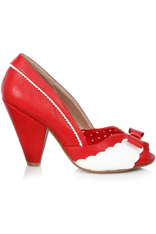 Bettie Page Margie Vintage Pump  | Red Faux Leather