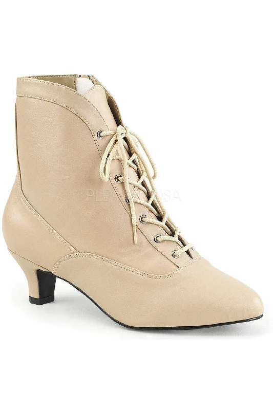 FAB-1005 Ankle Boot | Bone Faux Leather