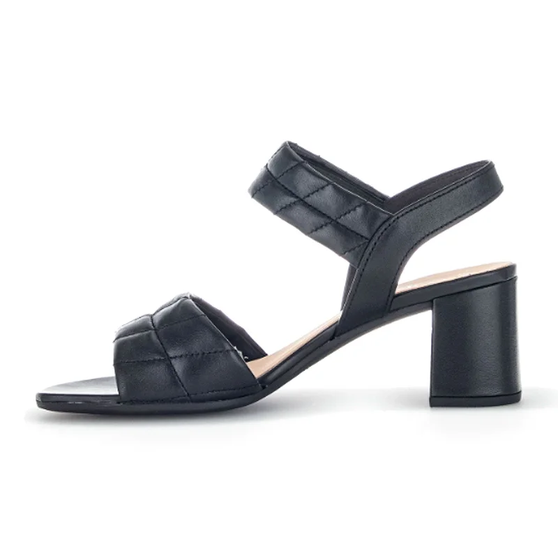 Gabor 21711-27 Heeled Sandal (Women) - Black Quilted Leather