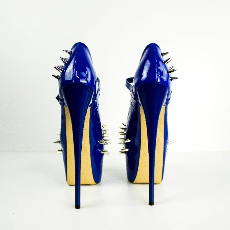 Royal Blue Long Spike Mary Jane  Fetish Heels