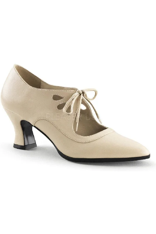 VICTORIAN-03 Mary Jane | Bone Faux Leather