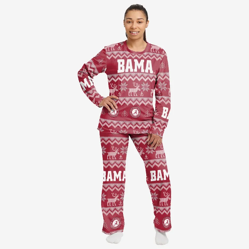 Alabama Crimson Tide Womens Ugly Pattern Family Holiday Pajamas