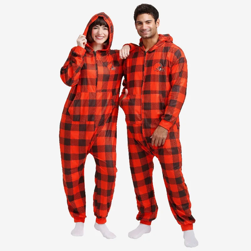 Cleveland Browns Plaid One Piece Pajamas