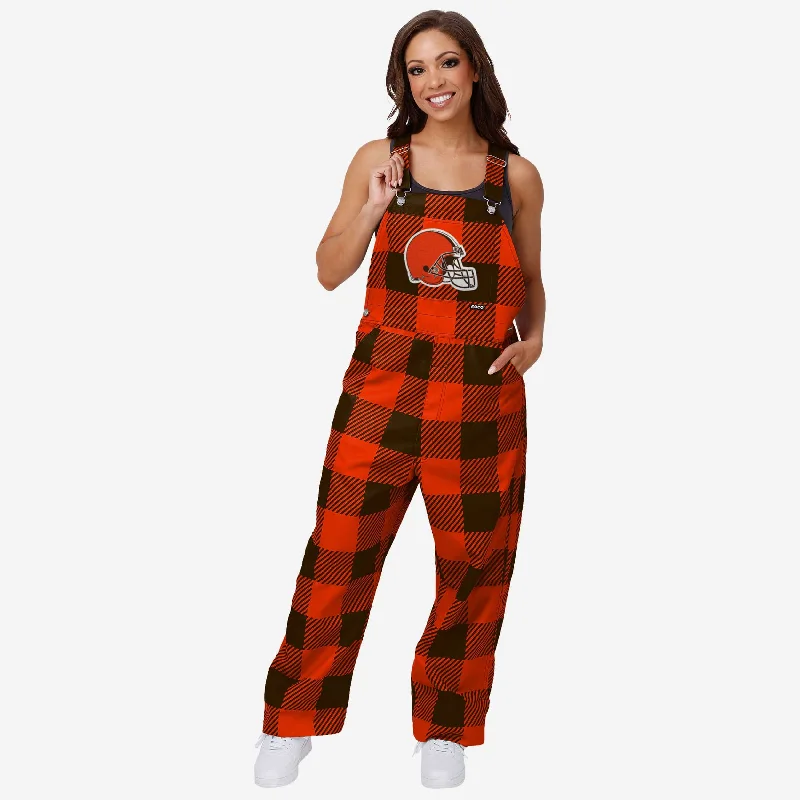 Cleveland Browns Womens Plaid Bib Overalls