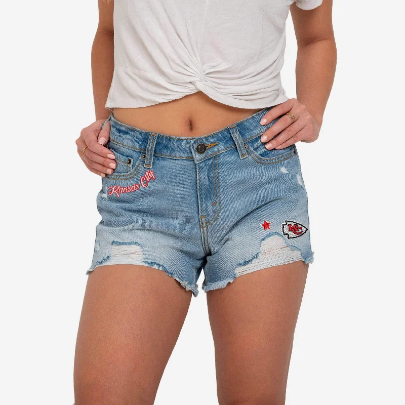 Kansas City Chiefs Womens Team Logo Denim Shorts