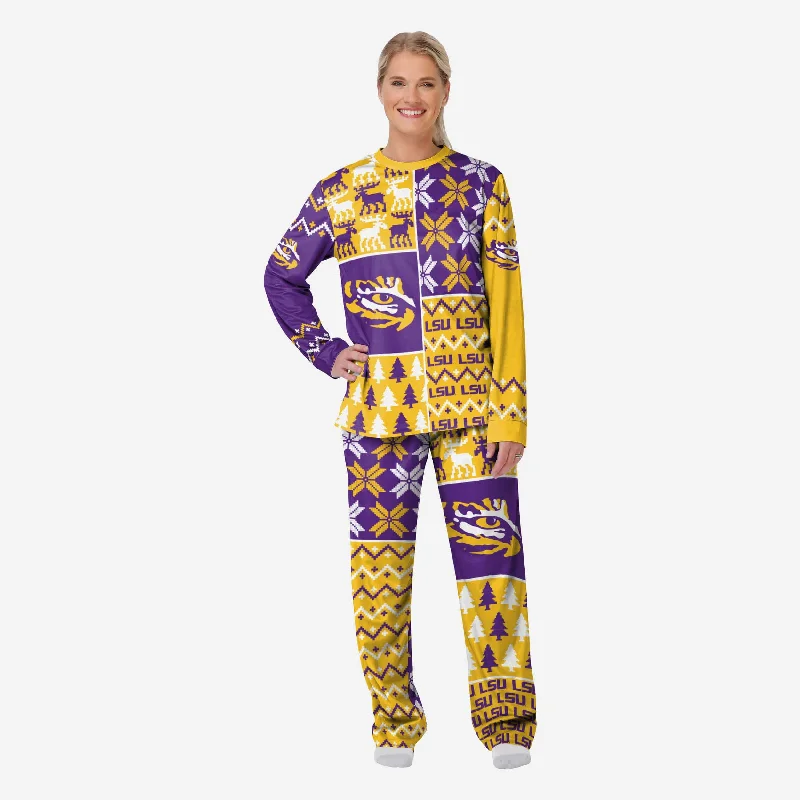 LSU Tigers Womens Busy Block Family Holiday Pajamas