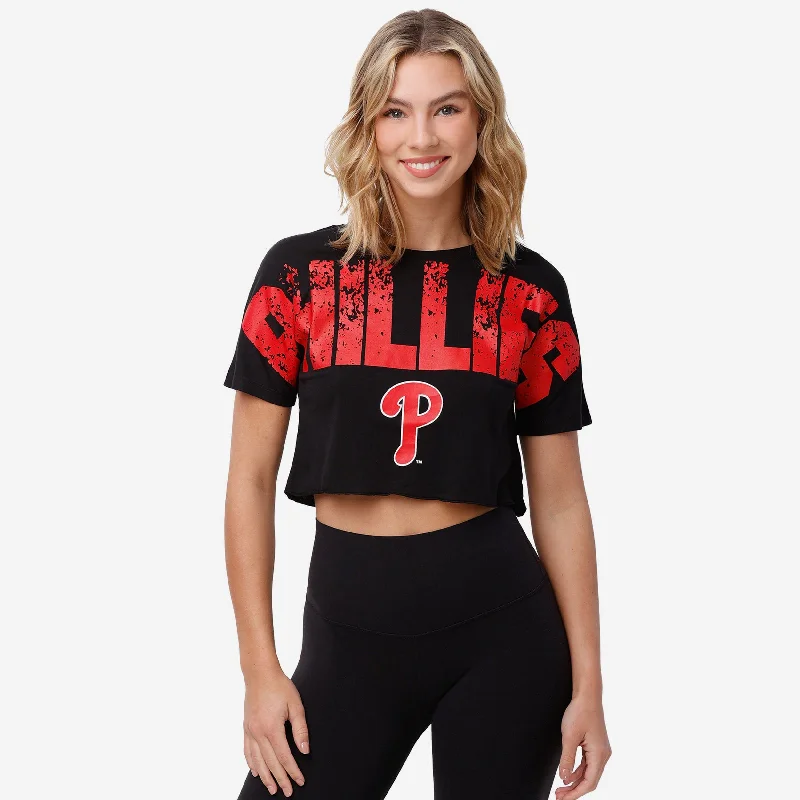 Philadelphia Phillies Original Womens Petite Distressed Wordmark Crop Top