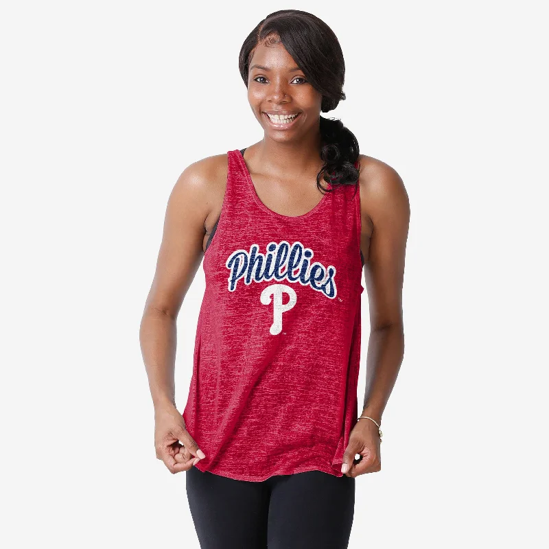 Philadelphia Phillies Womens Burn Out Sleeveless Top