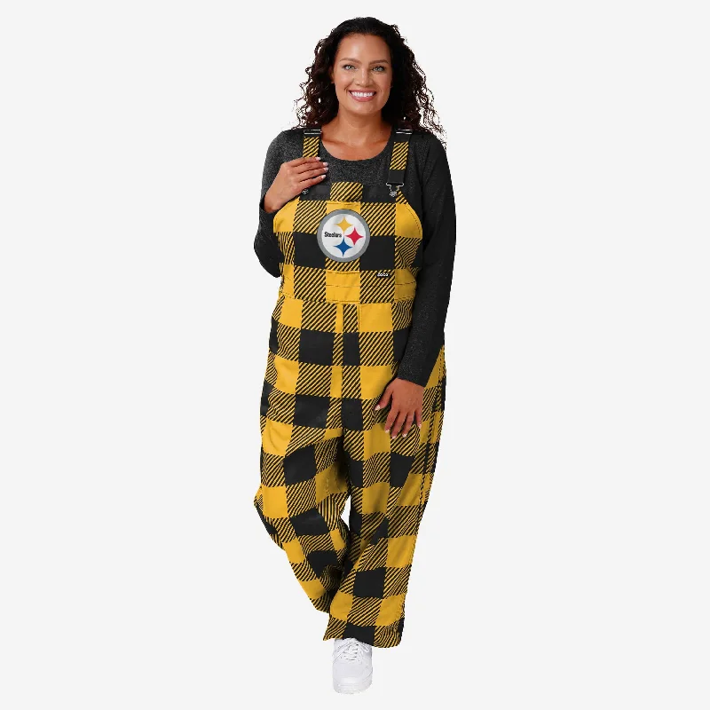 Pittsburgh Steelers Womens Plaid Bib Overalls