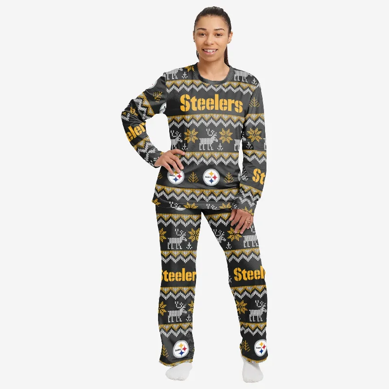 Pittsburgh Steelers Womens Ugly Pattern Family Holiday Pajamas