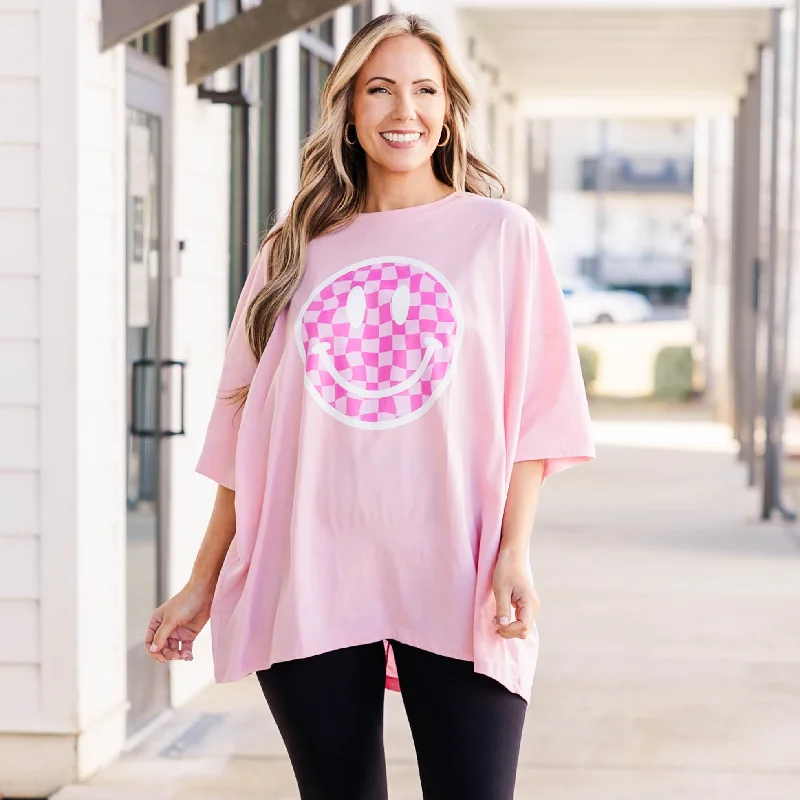 All Smiles Here Boyfriend Tee, Dusty Pink