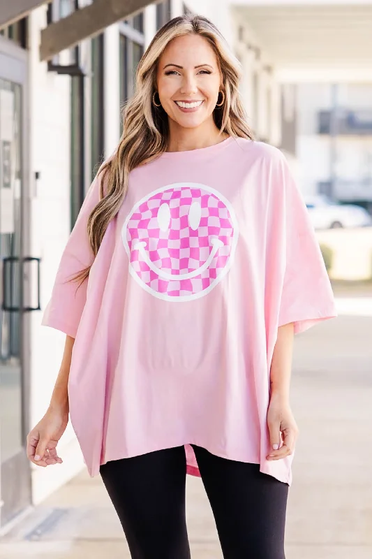 All Smiles Here Boyfriend Tee, Dusty Pink