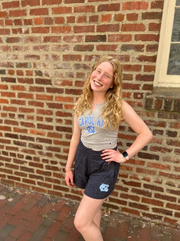 Carolina Tar Heels Cropped Tank Top with V-Neck Slit in Grey- LIMITED EDITION